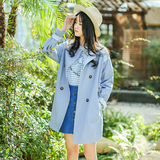 花园派对 2016春装新款女装韩版时尚百搭宽松中长款女士风衣外套