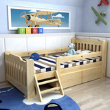 包邮可定做实木儿童床带护栏带抽屉松木婴儿床单人组合床环保