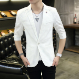 2015韩版休闲男士小西服夏季新款青少年学生薄款外套修身纯色外套