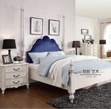 现货美式法式实木双人床地中海简约白色1.8大床 欧式卧室方床家具