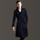 2016春季新款 长款男士风衣 专柜立体裁剪 黑 大衣外套可定做加大