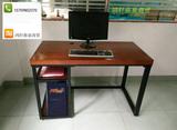美式铁艺实木电脑桌台式家用简约书房卧室书桌松木写字台办公桌子
