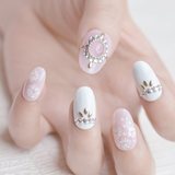 日系猫眼石彩绘款 可选光疗短款 新娘美甲成品假指甲手工定制贴片