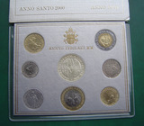 梵蒂冈2000年8枚套币官方卡币（含2枚双色高值镶嵌币