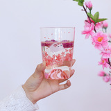 日本樱花无铅玻璃杯子女可爱创意牛奶水杯 ZAKKA带盖勺耐热咖啡杯