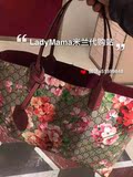【现货】欧洲代购 Gucci 16新款 花卉双面用女士购物包 中号