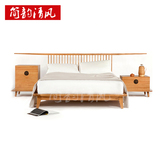 新中式双人床 老榆木创意简约1.8米卧室床实木样板房酒店1.5大床
