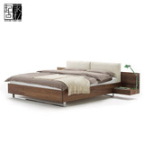 北欧全实木床 橡木黑胡桃木软靠榻榻米床现代简约日式1.8米双人床