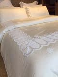欧式公主蕾丝边长绒棉缎面白色酒店床单四件套1.8m全棉床上用品