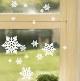 雪花贴2016新年墙贴圣诞节装饰玻璃贴纸橱窗贴窗户贴22朵雪花贴花