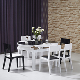华人顾家 黑色钢化玻璃餐桌椅组合 现代简约烤漆小户型实木圆餐桌