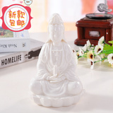 佛教观音菩萨雕像 陶瓷器摆件白色佛像开光供奉 坐莲观世音 包邮