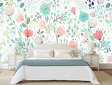 定制手绘欧式花卉电视背景墙壁纸 卧室客厅墙纸 无缝整张大型壁画
