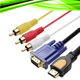 HDMI转VGA+AV转换线莲花线视频音频连接线3RCA数据线电脑电视