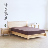 北欧宜家 实木床简约家具收纳箱体双人床黑胡桃色中式日式橡木床