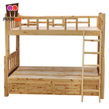 【月光族】超环保实木床儿童子母床-1米+1.2米柏木高箱上下床063#