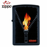 原装专柜正版进口zippo防风打火机黑哑漆火焰拉链28309支持验货