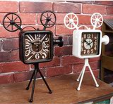 美式乡村复古创意放映机钟表摆件咖啡厅酒吧客厅电视机柜装饰摆设
