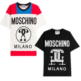 正品代购moschino 16莫斯奇诺夏款字母个性双问号印花短袖t恤男女