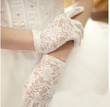 结婚新娘红色礼服手套韩式婚纱白色蕾丝短手套影楼写真黑色手套