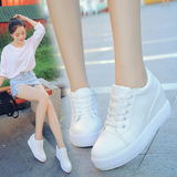 夏季休闲鞋女士小白鞋春秋厚底坡跟单鞋韩版内增高跟鞋子运动鞋潮