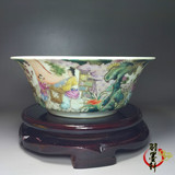 古玩陶瓷器收藏清雍正精品手工绘制粉彩人物瓷碗 仿古瓷老货摆件