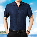 夏装新款高档男士真丝衬衫短袖纯色商务宽松100%桑蚕丝免烫衬衣