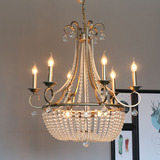 美式水晶吊灯欧式地中海乡村餐厅卧室书房玄关创意铁艺复古吊灯具