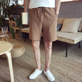 日系短裤男士加肥加大码宽松棉麻料夏季薄款复古青年休闲五分裤子