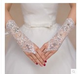 婚纱手套露指长款夏季新款蕾丝花边韩式白色新娘结婚保暖礼服手套
