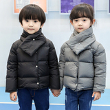2016韩版童装新款儿童羽绒服短款男童女童中小童立领围脖加厚外套
