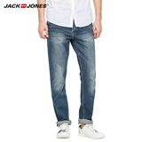 JackJones杰克琼斯男莱卡低腰直筒做旧牛仔裤C|215132001