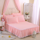 素色韩版蕾丝床裙单件公主床罩纯色1.5/1.8m米床单双人防滑床垫套