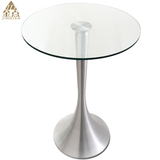 简约现代钢化玻璃吧台家用圆形小吧桌客厅休闲高脚餐桌金属吧台桌