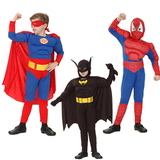 cosplay儿童服装 六一儿童节表演服肌肉超人服装蝙蝠侠衣服蜘蛛侠
