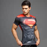 超人紧身衣漫威超级英雄超人修身3D立体图案肌肉男士健身T恤薄款