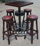 欧式酒吧桌椅实木 碳化复古吧椅高脚凳 铁艺吧台椅吧凳高凳子简约