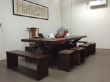 美式乡村做旧艺术老松木餐桌办公桌复古酒吧酒店桌椅餐厅组合直销