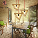 现代中式实木吊灯竹木过道北欧设计师灯具创意吧台餐厅三角形灯饰