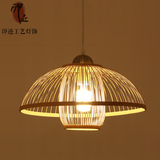 竹艺中式餐厅吊灯创意个性客厅灯田园风格酒店大堂工程灯饰灯具