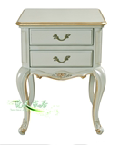 新古典 实木白色雕花床头柜  简约现代卧室储物柜可定制