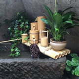 竹制流水盆景 干款连体喷泉 水景摆设 水车加湿器 竹子工艺品包邮