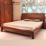 辣小椒家具 乌金木色家具实木床中式1.5米1.8米双人床 卧室大床