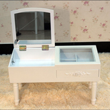 简约欧式韩式小梳妆台田园纯白色实木化妆台首饰盒笔记本桌玻璃桌