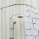 L型卫生间浴帘杆弧形浴帘杆+浴帘+挂环 304不锈钢浴室杆浴帘套装