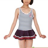 浩沙 专柜正品 女童泳衣 条纹 连体裙式 小中大童 hosa-113121105