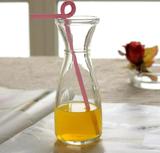 透明吸管饮料瓶创意柠檬果汁杯奶茶杯玻璃冰淇淋奶昔杯花茶杯批发