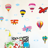 沃雅 儿童房幼儿园教室装饰卡通背景墙贴画墙贴纸热气球天空RX622