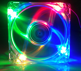 2件包邮8025Led全透明炫彩四色灯红蓝光电脑机箱散热风扇8cm大风