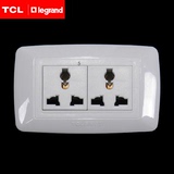 TCL国际电工开关插座U系列118型二位面板多功能六孔二插6孔正品